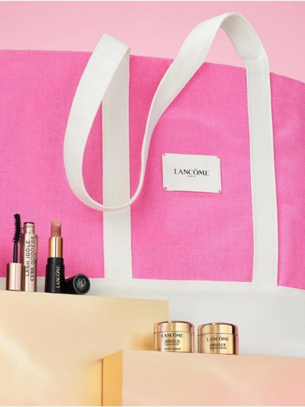 6- Pc Travel Set Lancome Skincare & Makeup set with Cosmetic Bag